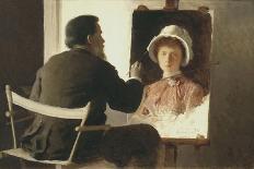 Kramskoy Painting a Portrait of His Daughter, 1884-Ivan Nikolayevich Kramskoi-Framed Giclee Print