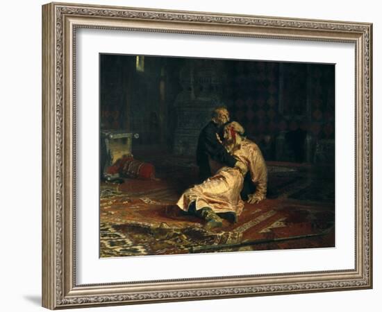 Ivan the Terrible and His Son Ivan on Nov-Ilya Yefimovich Repin-Framed Art Print