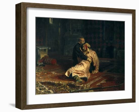 Ivan the Terrible and His Son Ivan on Nov-Ilya Yefimovich Repin-Framed Art Print