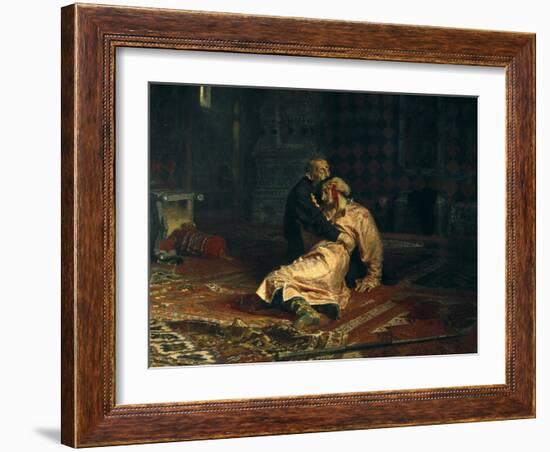 Ivan the Terrible and His Son Ivan on Nov-Ilya Yefimovich Repin-Framed Art Print