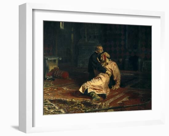 Ivan the Terrible and His Son Ivan on Nov-Ilya Yefimovich Repin-Framed Art Print