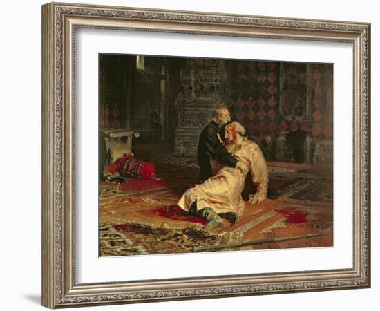 Ivan the Terrible and His Son on the 16th November, 1581, 1885-Ilya Efimovich Repin-Framed Giclee Print