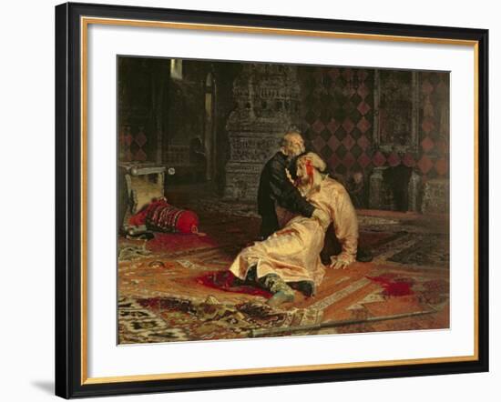 Ivan the Terrible and His Son on the 16th November, 1581, 1885-Ilya Efimovich Repin-Framed Giclee Print