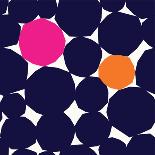 Seamless Repeating Pattern with Abstract Geometric Shapes in White, Pink and Orange on Navy Blue Ba-Iveta Angelova-Art Print