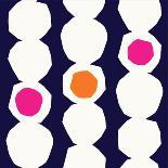 Seamless Repeating Pattern with Abstract Geometric Shapes in White, Pink and Orange on Navy Blue Ba-Iveta Angelova-Art Print