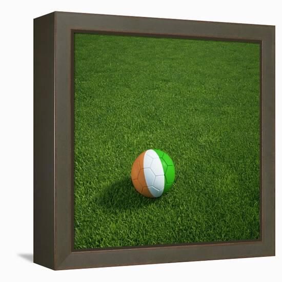Ivorian Soccerball Lying on Grass-zentilia-Framed Stretched Canvas