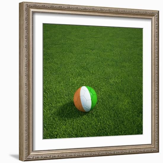 Ivorian Soccerball Lying on Grass-zentilia-Framed Art Print