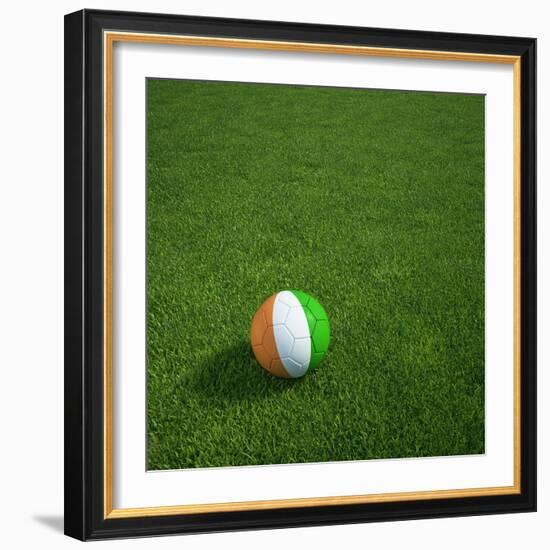 Ivorian Soccerball Lying on Grass-zentilia-Framed Art Print