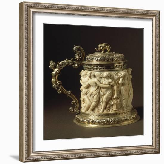 Ivory and Gilded Bronze Tankard Showing Bacchanalia Scene, Circa 1600-1650-Peter Szumowski-Framed Giclee Print