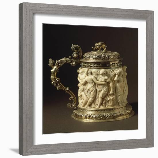 Ivory and Gilded Bronze Tankard Showing Bacchanalia Scene, Circa 1600-1650-Peter Szumowski-Framed Giclee Print