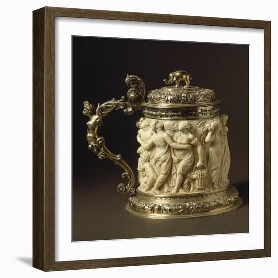 Ivory and Gilded Bronze Tankard Showing Bacchanalia Scene, Circa 1600-1650-Peter Szumowski-Framed Giclee Print