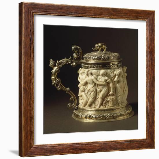 Ivory and Gilded Bronze Tankard Showing Bacchanalia Scene, Circa 1600-1650-Peter Szumowski-Framed Giclee Print