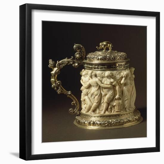Ivory and Gilded Bronze Tankard Showing Bacchanalia Scene, Circa 1600-1650-Peter Szumowski-Framed Giclee Print