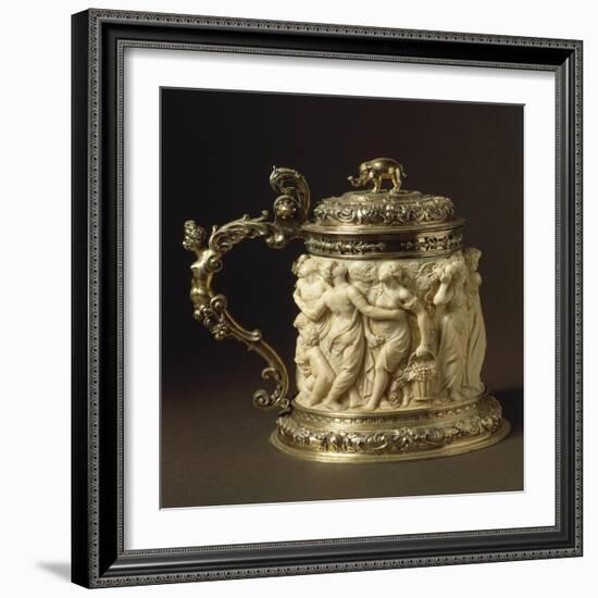 Ivory and Gilded Bronze Tankard Showing Bacchanalia Scene, Circa 1600-1650-Peter Szumowski-Framed Giclee Print