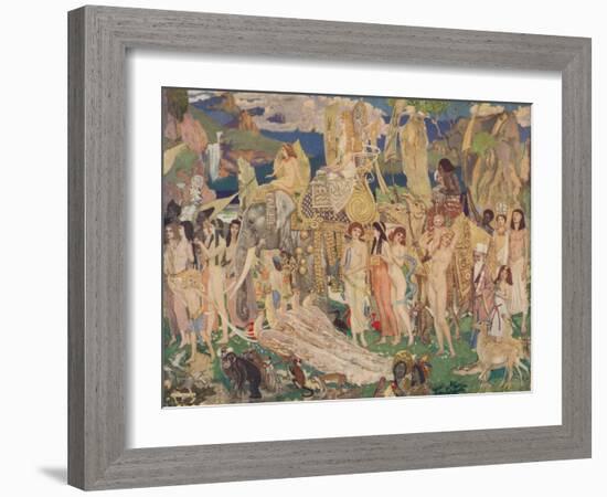 'Ivory, Apes and Peacocks (The Queen of Sheba)', c1909-John Duncan-Framed Giclee Print