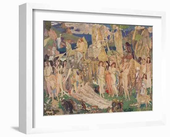 'Ivory, Apes and Peacocks (The Queen of Sheba)', c1909-John Duncan-Framed Giclee Print