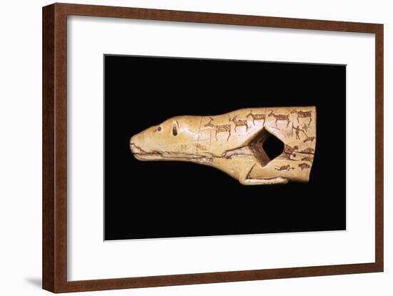 Ivory arrow straightener in the form of a bear with engraved pictographs-Unknown-Framed Giclee Print