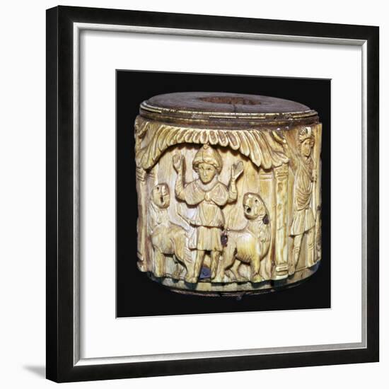 Ivory box showing Daniel in the lions den, 6th century-Unknown-Framed Giclee Print