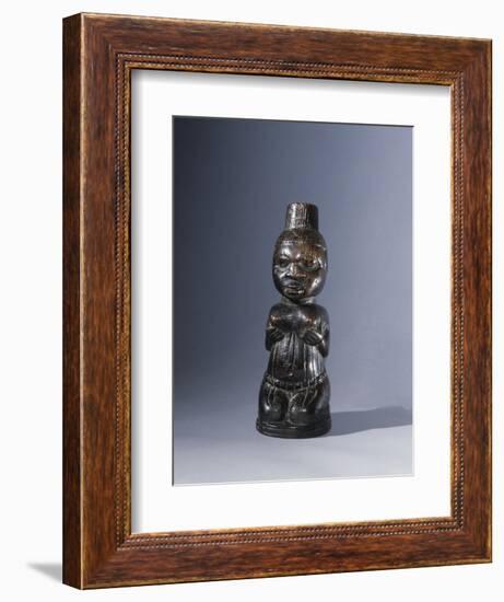 Ivory carving of a kneeling naked woman, Yoruba, Nigeria-Werner Forman-Framed Giclee Print