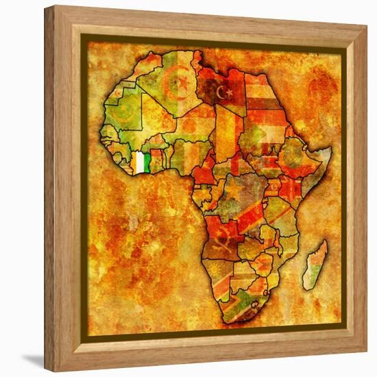 Ivory Coast on Actual Map of Africa-michal812-Framed Stretched Canvas