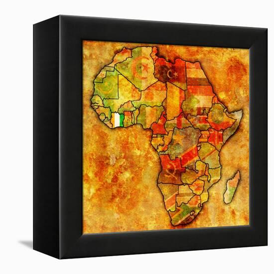 Ivory Coast on Actual Map of Africa-michal812-Framed Stretched Canvas