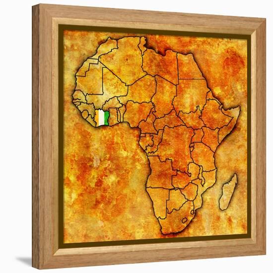 Ivory Coast on Actual Map of Africa-michal812-Framed Stretched Canvas