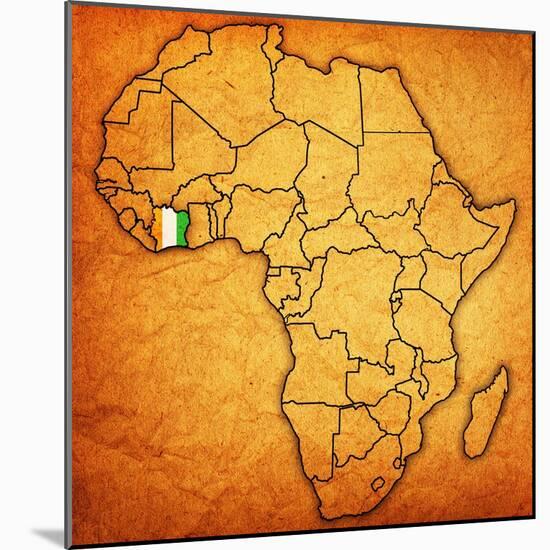 Ivory Coast on Actual Map of Africa-michal812-Mounted Art Print