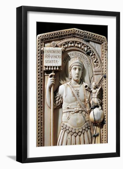 Ivory Diptych of Consul Anicius Petronius Probus Depicting Emperor Honorius-null-Framed Giclee Print