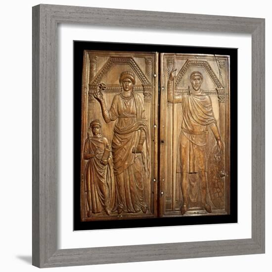 Ivory Diptych of Stilicho and Wife Serena and Son Eucherius-null-Framed Photo