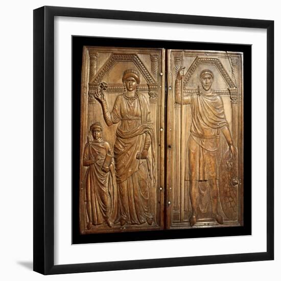 Ivory Diptych of Stilicho and Wife Serena and Son Eucherius-null-Framed Photo