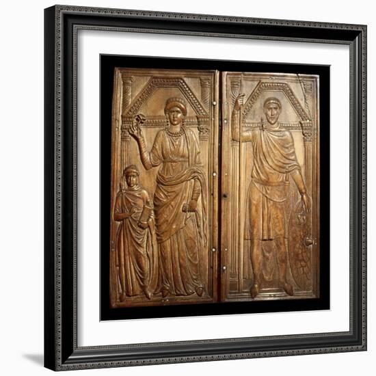 Ivory Diptych of Stilicho and Wife Serena and Son Eucherius-null-Framed Photo