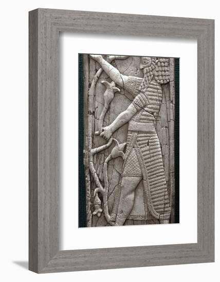 Ivory fragment depicting a warrior, Phoenician, Iraq, last third of 8th century BC-Werner Forman-Framed Photographic Print