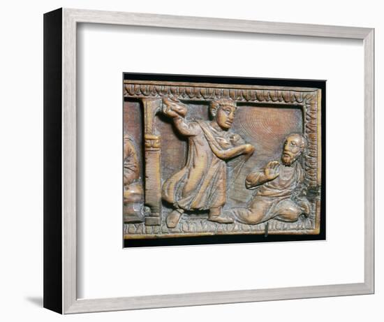 Ivory panel showing the stoning of St Paul, 4th century-Unknown-Framed Giclee Print