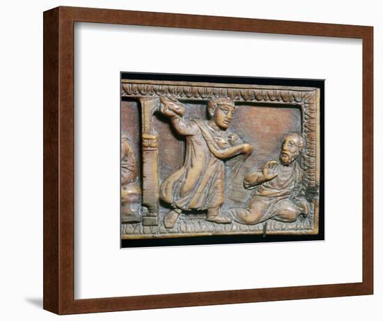 Ivory panel showing the stoning of St Paul, 4th century-Unknown-Framed Giclee Print