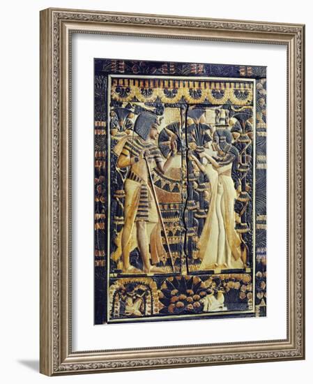 Ivory Plaque from the Lid of Coffer, Tutankhamun and Ankhesenamun in Garden, Egypt, North Africa-Robert Harding-Framed Photographic Print