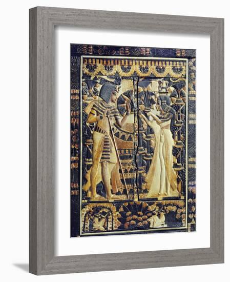 Ivory Plaque from the Lid of Coffer, Tutankhamun and Ankhesenamun in Garden, Egypt, North Africa-Robert Harding-Framed Photographic Print