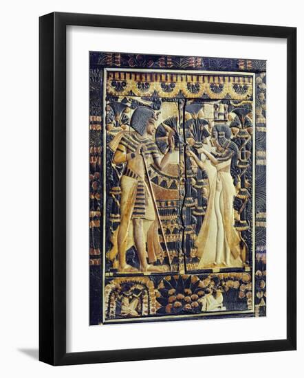 Ivory Plaque from the Lid of Coffer, Tutankhamun and Ankhesenamun in Garden, Egypt, North Africa-Robert Harding-Framed Photographic Print