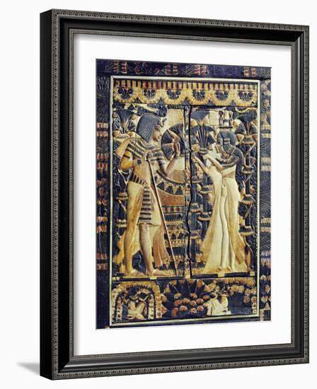 Ivory Plaque from the Lid of Coffer, Tutankhamun and Ankhesenamun in Garden, Egypt, North Africa-Robert Harding-Framed Photographic Print