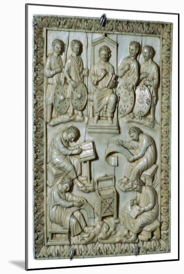 Ivory plaque of a reliquary from the treasure of St Denis, 10th century-Unknown-Mounted Giclee Print