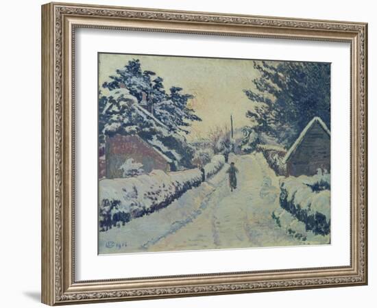 Ivy Cottage, Coldharbour: Sun and Snow-Lucien Pissarro-Framed Giclee Print