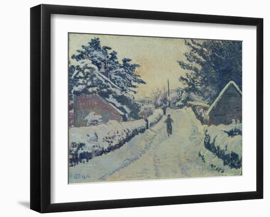 Ivy Cottage, Coldharbour: Sun and Snow-Lucien Pissarro-Framed Giclee Print