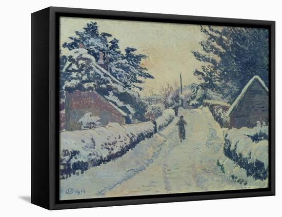 Ivy Cottage, Coldharbour: Sun and Snow-Lucien Pissarro-Framed Premier Image Canvas