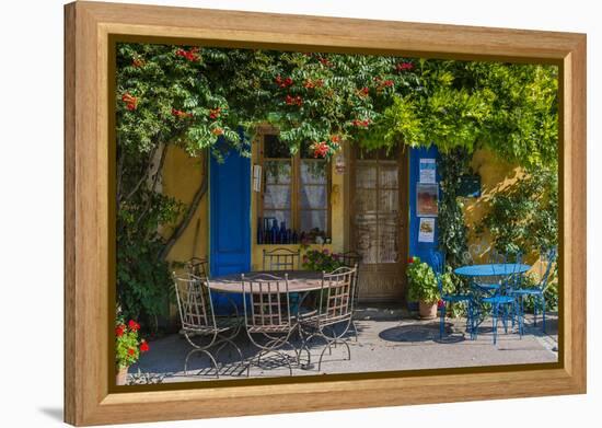 Ivy Surrounded House Front Door with Table and Chairs in Provence, France-Stefano Politi Markovina-Framed Premier Image Canvas