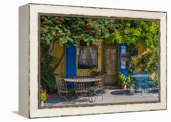 Ivy Surrounded House Front Door with Table and Chairs in Provence, France-Stefano Politi Markovina-Framed Premier Image Canvas