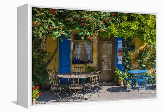 Ivy Surrounded House Front Door with Table and Chairs in Provence, France-Stefano Politi Markovina-Framed Premier Image Canvas