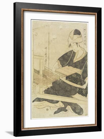 Iweaving on a Loom C. 1797-1798-Kitagawa Utamaro-Framed Giclee Print