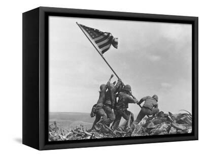 Iwo Jima flag raising World War II WWII framed photo 