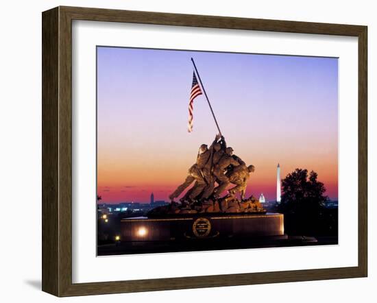 Iwo Jima Memorial at dawn, Washington Monument, Washington DC, USA-null-Framed Photographic Print