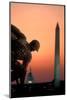 Iwo Jima Memorial at dusk, Washington Monument, Washington DC, USA-null-Mounted Photographic Print