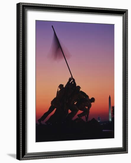 Iwo Jima Memorial at Sunset, Washington DC, USA-Walter Bibikow-Framed Photographic Print